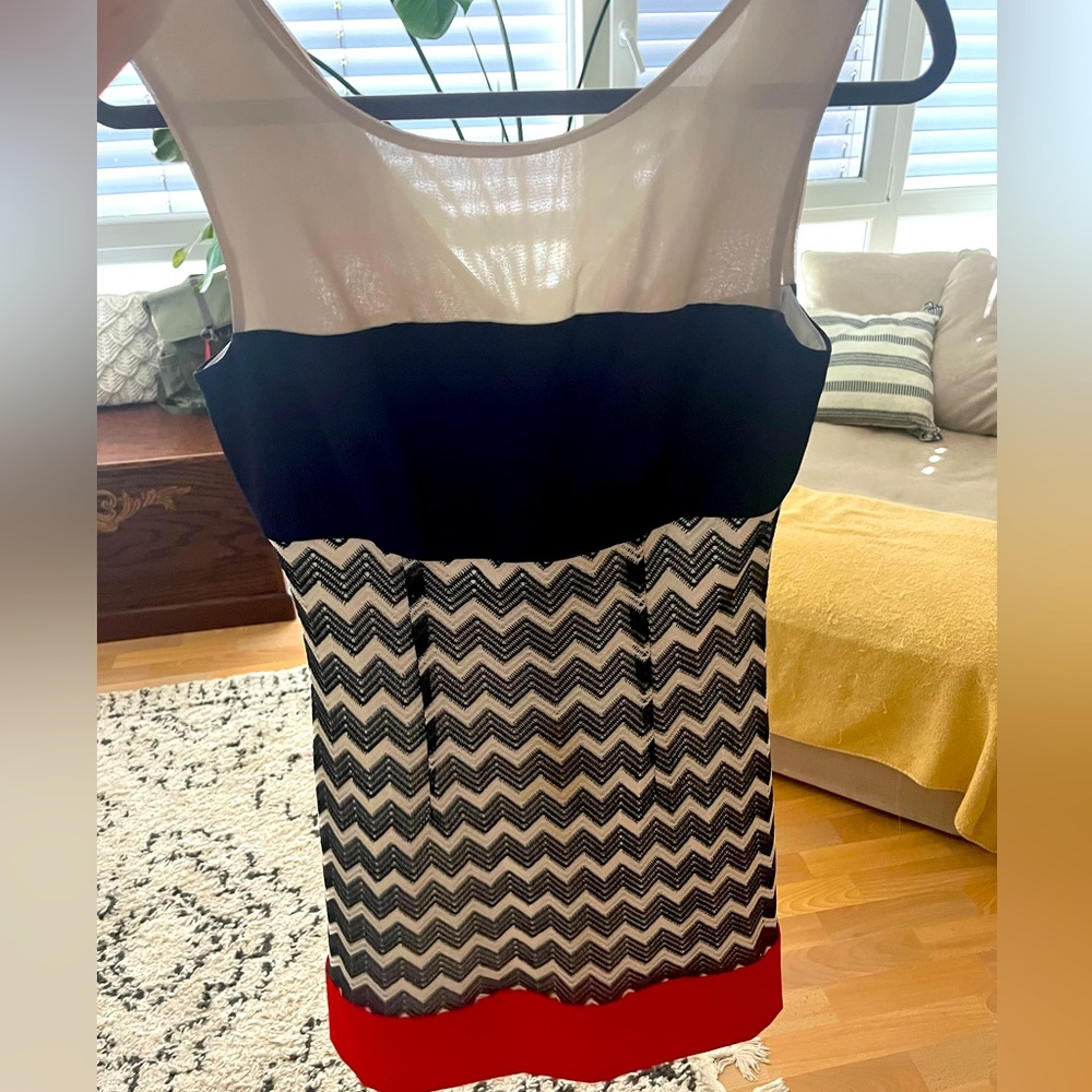Red, Navy, Cream, fitted cocktail dress